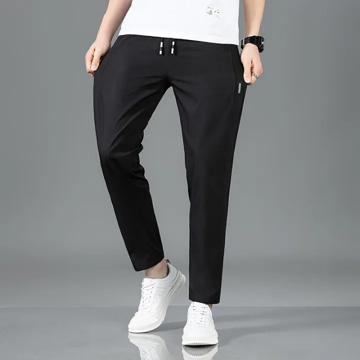 New%20Men'S%20Korean%20Fashion%20Casual%20Summer%20Thin%20Quick%20Drying%20Ice%20Silk%20Straight%20Pants%20Loose%20Sports%209-Point%20Trousers%20Boy%20-%20Image%204