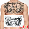Three-sided Buddha tattoo sticker waterproof long-lasting dragon head over-the-shoulder dragon tattoo flower beauty chest stickers letter tattoo stickers. 