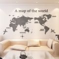 【Fashion】3d Wall Solid Acrylic World Map For Living Room Office Home Decor World Map Wall Decals Mural For Kid.