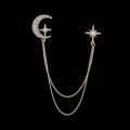 Fashion Rhinestone Star Brooch Pin Crystal Tassel Chain Lape Pins Suit Shirt Collar Jewelry for Men and Women Accessories. 