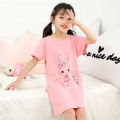 Girls' Nightdress Children's Summer Clothing Short-Sleeved Cotton Dress Little Girl Thin Pajamas Princess Children's Loungewear. 