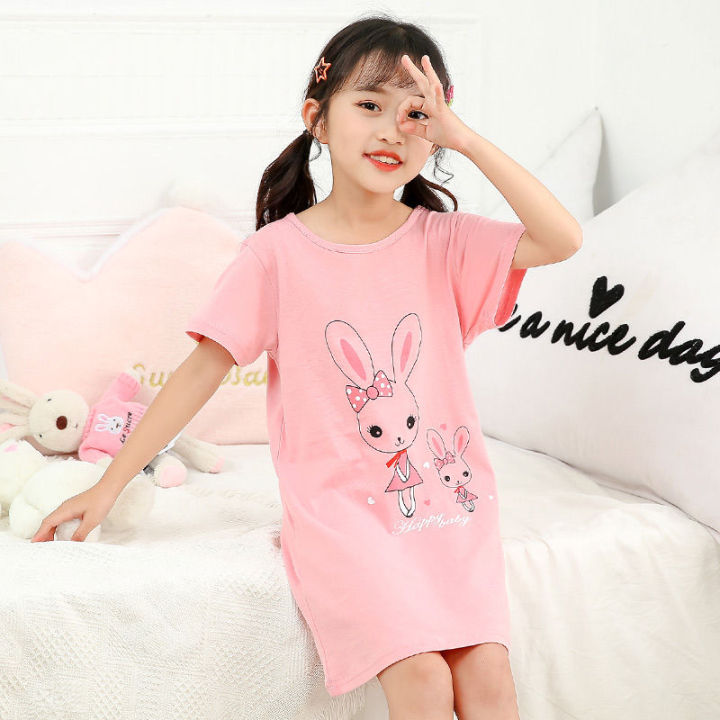 Girls'%20Nightdress%20Children's%20Summer%20Clothing%20Short-Sleeved%20Cotton%20Dress%20Little%20Girl%20Thin%20Pajamas%20Princess%20Children's%20Loungewear%20-%20Image%203