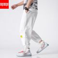BQODQO Black Drawstring Casual Pants For Men Streetwear Military Autumn Trouser Male Stylish Loose Japanese Cotton Baggy Bottoms.