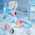 Penguin Race Set Penguin Slide Playset LED Flashing Lights Racing Track Game Set Penguin Stair Climbing Toys Kids Holiday Gift Luhuai CVC. 