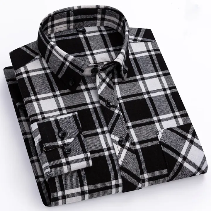 New%20Cotton%20Fashion%20Plaid%20Shirts%20For%20Men's%20Long%20Sleeve%20Single%20Patch%20Pocket%20Design%20Young%20Casual%20Standard-Fit%20Flannel%20Shirt%20S-8XL%20-%20Image%205