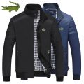 Cartelo crocodile high quality men's comfortable business jacket sports mandarin collar zipper jacket coat windbreaker. 