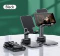 Mobile Stand T1 Universal Ergonomic Collapsible Adjustable Desktop Tablet Mobile Phone Stand Black Color. 