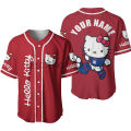 New Hello Kitty Baseball Lovely Personalized Cartoon Print Baseball Jersey Shirts Outdoor Sports Casual Men Women Kids Tops. 