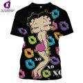 【Alien Alien】 Men/Women 3D Print T Shirt Cartoon Anime Betty Boop-S Gril Short-Sleeved Plluover Sports Summer Casual Student Top Shirt 04.
