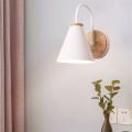 Pull Switch Iron Wood Nordic Black/White E27 Wall Light Fixture Lampara Pared Stairs Led Light Lamps for Home Lampara De Pared.