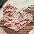 Satin Glossy Surface # Candy Color Cute Hollow Bow Sexy Sheath Bulky Underpants Low Waist Women's Underwear.