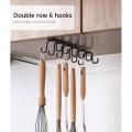 Kitchen double-row hook hanging cup holder household free punch creative design, nail-free, hanging in cabinets or wardrobe partitions, storage cups, kitchen utensils Professional safety design. 