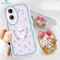 ZeroQiQi for Vivo Y17S Back Cover With Free Holder Holder Flower Bunny Wavy Wavy Phone Case Camera Protection Transparent TPU Soft Cover for Girls. 