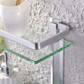 Tempered Glass Shelf Double-Layer Glass Bathroom Rack Wall Mounted Bracket Glass Bathroom Shower Organizer Shampoo Holder for Bathroom Home Kitchen. 