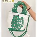 Designer Original Pink Polka Dot Cat Messenger Bag Bucket Bag Shoulder Bag Canvas Bag Handbag Customizable.
