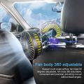 Dual-Head Car Electric Fan for Rear Seat Clip-Mount USB Powered Cooling Fan. 