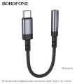 Borofone BV24 Type-C audio conversion cable to 3.5mm Female Audio Converter Type C to 3.5mm Female Audio Adapter Cable 15CM Digital Decoding Chips - Black. 