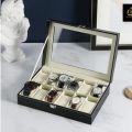 12-Slot Watch Storage Box Organizer for Watch Lovers - Stylish Watch Box with Convenient Compartments. 