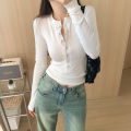Pure Desire White Long Sleeve T-Shirt Women's Fall Winter 2023 Slim Design Sense Underneath Undershirt Hot Girl Top. 