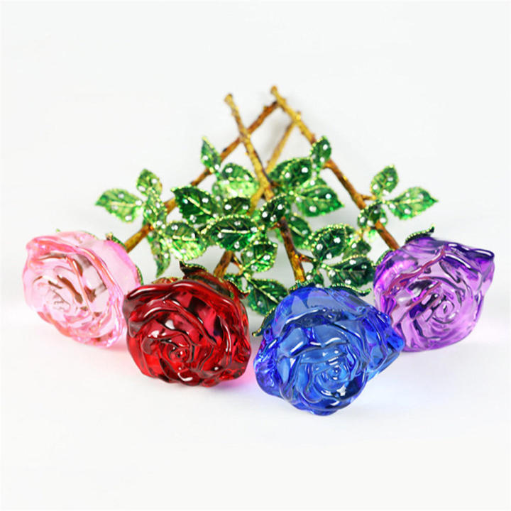 Handcrafted  Glass Rose Durable Transparent Double Rose Valentines Day Gift Gift Boxed  Valentines Day Rose for Valentine's Day Birthday Present Girlfriend Gift Home Decor Romantic Surprise