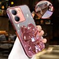 New Phone case Vivo Y36 4G / Y36 5G Back cover Camera Protection Semi Transparent Soft Silicone Rabbit bracket Shockproof Exquisite Glitter Powder.