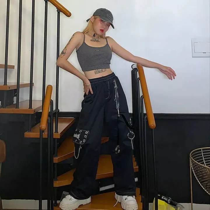 Gothic%20Harajuku%20Black%20Cargo%20Pants%20Women%20Chain%20Wide%20Leg%20Goth%20Hippie%20Streetwear%20White%20Trousers%20Loose%20Female%20Baggy%20Fashion%20Clothing%20-%20Image%204