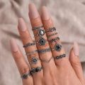 Trendy 15 Pcs/set Ring Set for Women New Collection/ Finger Rings for Girls Simple Stylish -  Fashionable Silver Smart Retro Rings Set Birthday Gift for Women. 