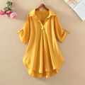 Medium, Long and Short Sleeve Chiffon Shirt Women's Summer New Large Size Loose Waist Tight Slimming Chiffon Blouses for Women.