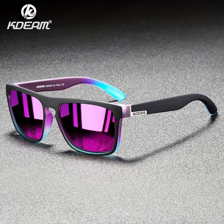 KDEAM Men's Classic Square Polarized Sunglasses, Outdoor Sports Fishing Driving, Electroplated Reflective Film, High-quality Metal Hinges, Metal 3D Logo, Ideal choice for Gifts