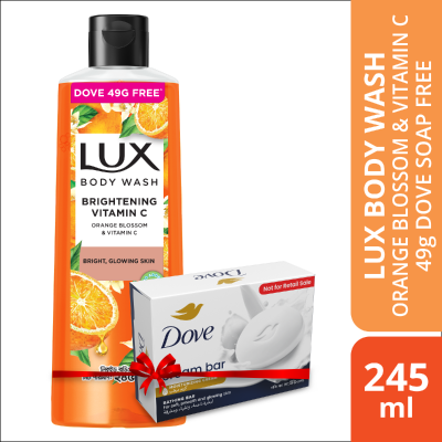 Lux Body Wash Orange Blossom & Vitamin C 245ml (Dove 49g Free)