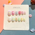 Pre-Glue Nails for Children, Kids Press on Nails, Cartoon Christmas Nails, Cute Full Cover Tips, Nail Decoration, 12. 