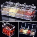 4pcs Crystal Clear Seasoning Box Acrylic Spice Rack Storage Condiment Jars Containers With One Spoon For Kitchen Organization by - Sara Collection zone.