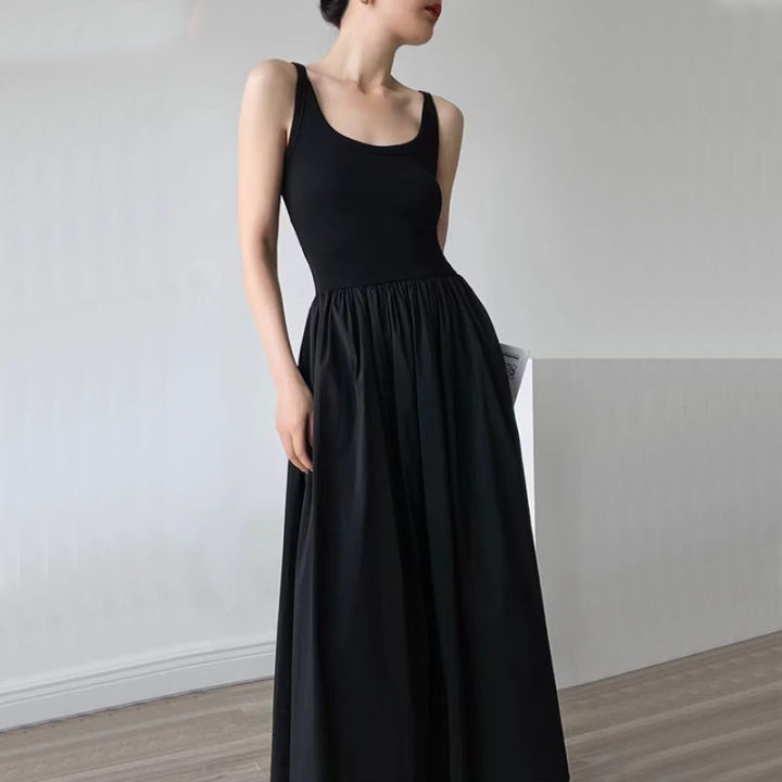 Elegant Hepburn Style Midi Dress Women Summer Fashion Streetwear Sleeveless  A Line Dress Ladies Korean Party All-match Vestidos | Daraz.com.bd