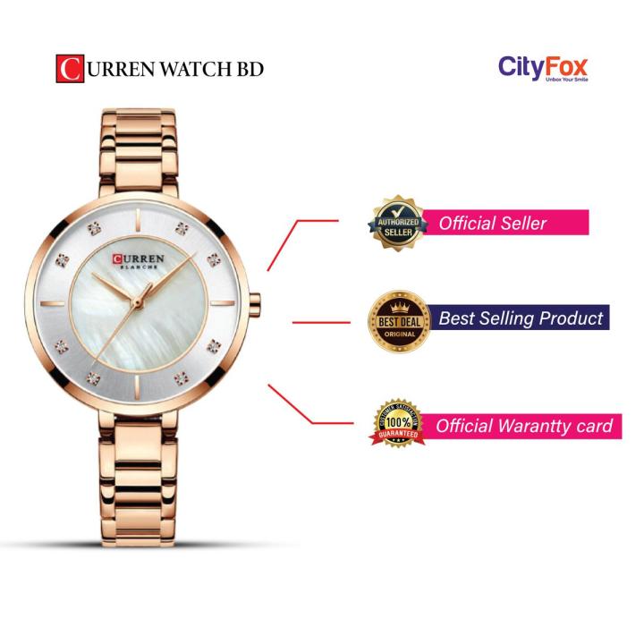 CURREN 9051-Rosegold & White Fashion Elegant Quartz Watch for Women