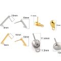 20pcs/lot Stainless Steel Geometric Earring Stud Earring Hooks Posts Connector Fitting for DIY Jewelry Earrings Making Supplies. 