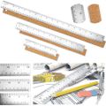 OUMERY Metal Ruler 3 Pieces Stainless Steel Ruler with Cork Backing Non Slip Straight Edge Metal Ruler for Office School Work.