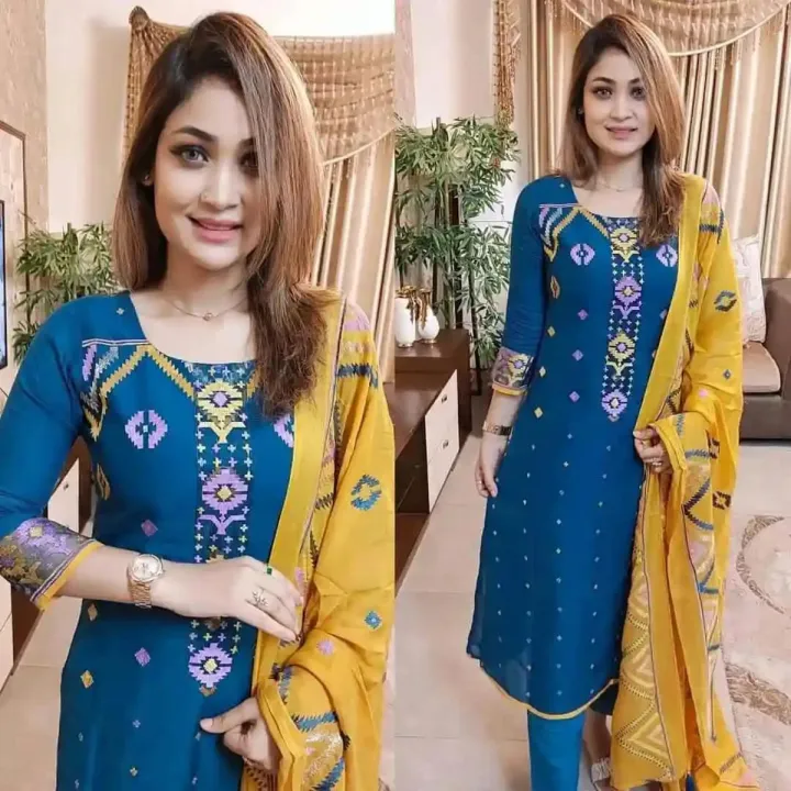 Pure Cotton New Exclusive Unstitched Screen Print Fashionable and Comportable Three Pics for Women - Dress For Girls - 3 Pice Dress - Three Piece - 3 Pice Dress