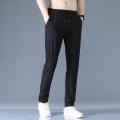 Men's Trousers Spring Summer Thin Green Solid Color Fashion Pocket Applique Full Length Casual Work Pants Pantalon. 