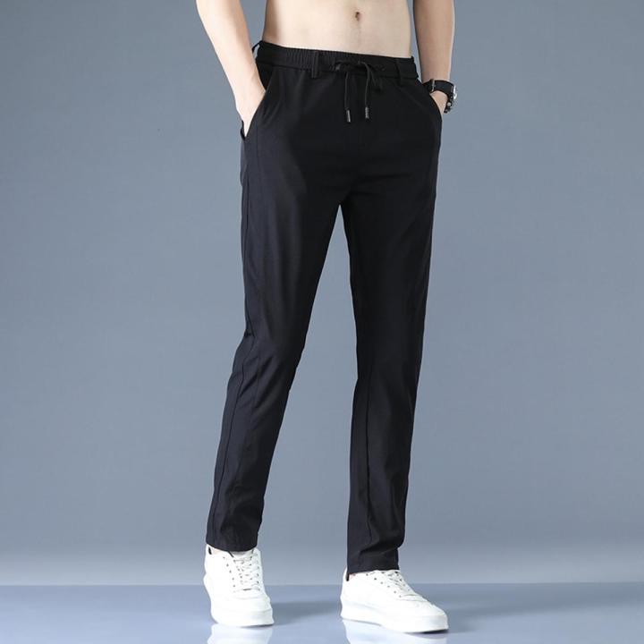 Men's Trousers Spring Summer Thin Green Solid Color Fashion Pocket Applique Full Length Casual Work Pants Pantalon