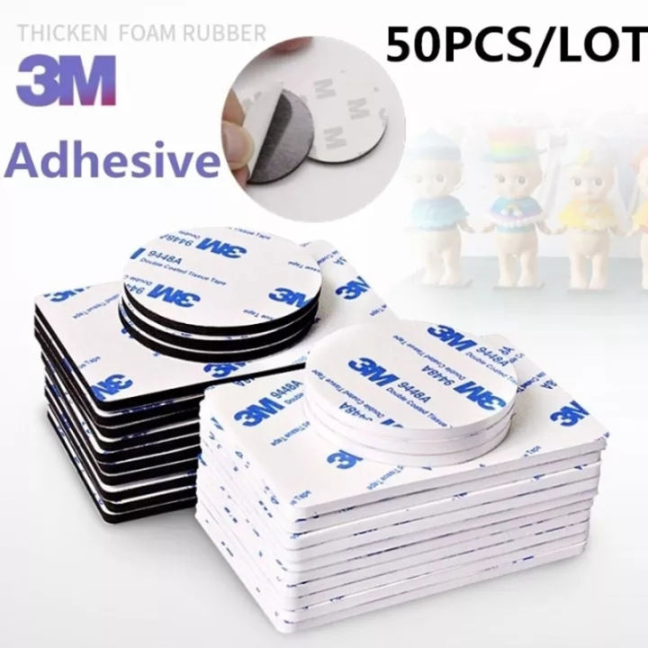 Rhs Online 50 Pieces 3m Double Sided Foam Tape Strong Pad Mounting Round Square Car Home Adhesives Use