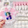 10Pcs Sweet Plush DIY Photocard Holder Handmade Material Kpop Idol Photo Card Holder Lace Strips Cute Cartoon Ears Accessories. 