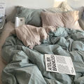 Solid color double four-piece bedding set household sheets duvet cover washed cotton bed sheet style double dormitory.