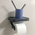 Nail Free Grey Toilet Paper Holder Aluminum Wall Mounted Toilet Paper Roll Holder Bathroom Accessories WC Decor Storage Shelf. 