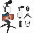AY-49 Smartphone Vlog Video Fill Light Kit with Tripod Microphone Phone Stand Remote Controller Shooting-Video Making kit Stabilizers- Vlogging Kit. 