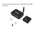 2.4G Wifi Wireless Audio Transmitter and Receiver 50M Wireless Music Audio Adapter Support Dolby 3.5mm for TV PC DVD Headphone. 