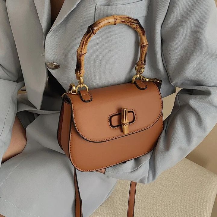 New Luxury Brand Bamboo Handle Designer Women Female High Quality Saddle Shoulder Bags Fashion Purses Crossbody Hand Bag Satchel