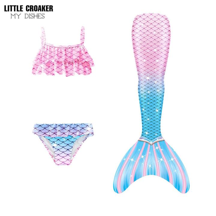 2022 Girls Swimmable Mermaid Tail Princess Dress with Mono/no Kids Mermaid Cosplay Costume Swimsuit Children Gifts