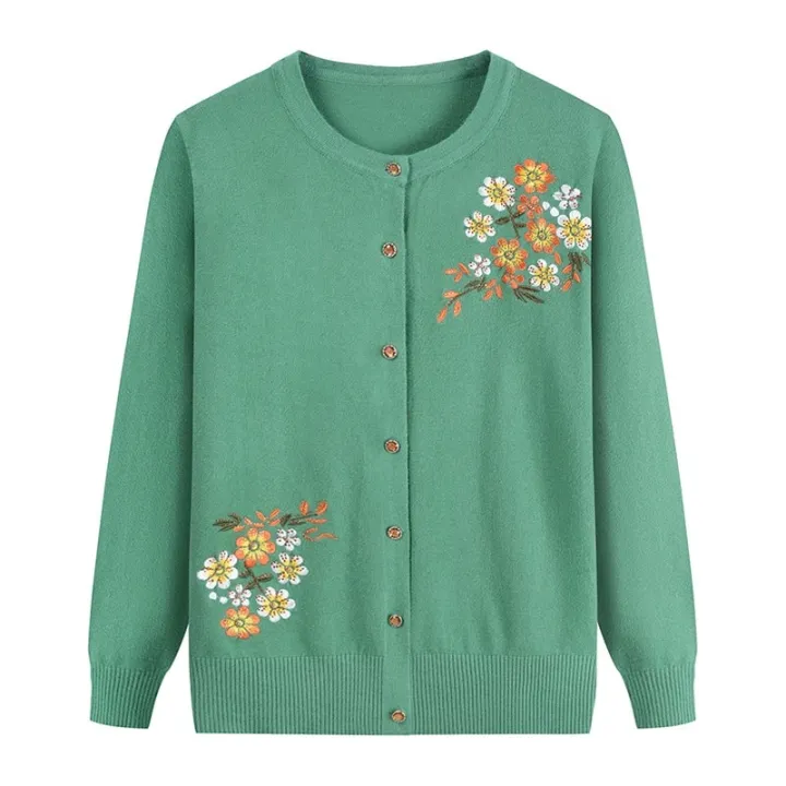 Middle-aged%20and%20Elderly%20Women's%20Sweaters%20Knit%20Cardigan%20Spring%20Autumn%20Thin%20Single-breasted%20Long%20Sleeve%20Sweater%20Coat%20Female%20Tops%20-%20Image%203