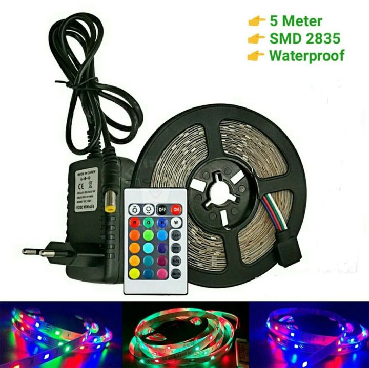 High Quality SMD 2835 DC 12V LED Strip Light with Remote 5 Meters RGB Color Special Lights for Ceiling Decoration