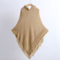 Women's Hooded Shawl Autumn and Winter Loose Tassel Shawl Cape Scarf Dual-Use Sweater Coat Batwing Shirt plus Size Women's Clothing.